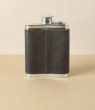 A R Wentworth Bourneville Leather and Pewter Flask, 6oz