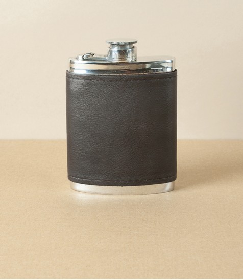 A R Wentworth Bourneville Leather and Pewter Flask, 6oz