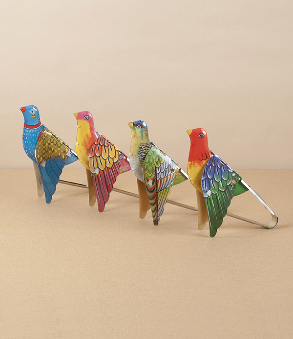 Indian ‘Whistling Bird’ Tin Toy, Pink & Yellow