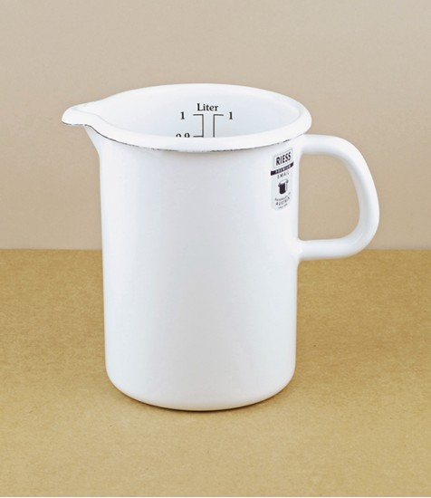 Austrian Enamel Measuring Jug, White, 1 Litre