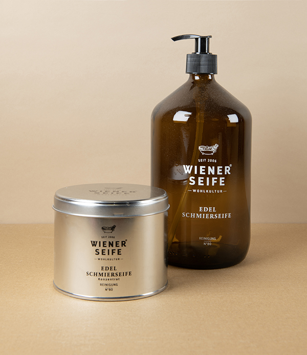 Viennese Natural Household Soap N°80, with Glass Dispenser