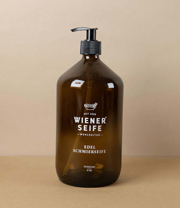 Wiener Seife Amber Glass Liquid Soap Dispenser