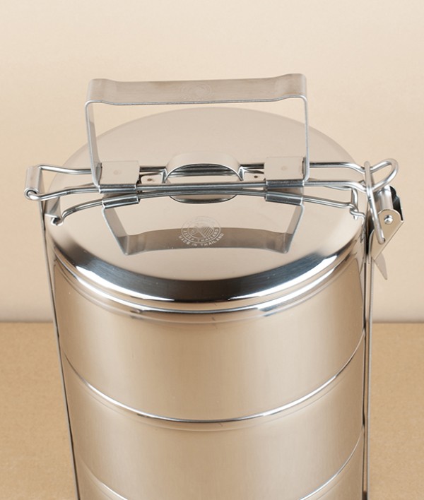 Triple-tiered Tiffin Pot, stainless steel