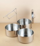Triple-tiered Tiffin Pot, stainless steel