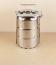 Triple-tiered Tiffin Pot, stainless steel