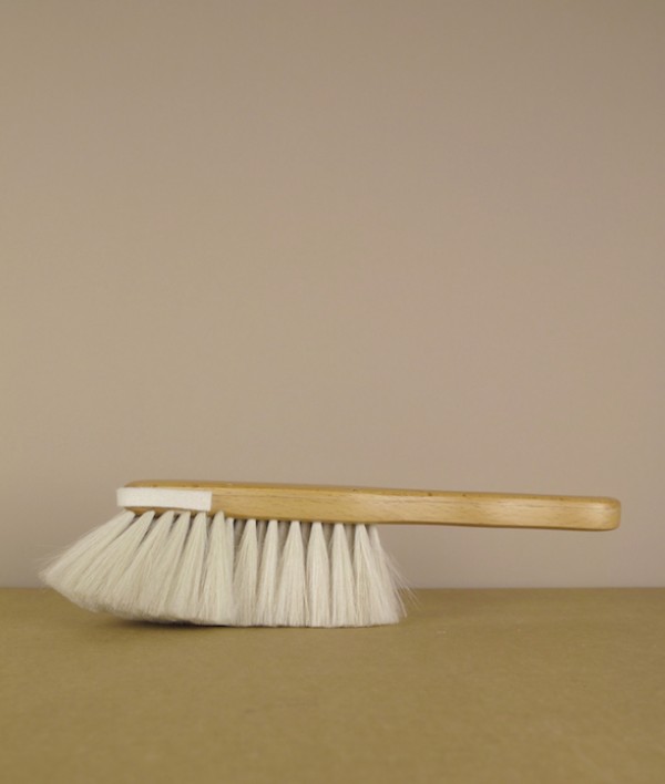 Dust brush, waxed beech and goat hair