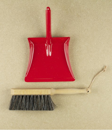 Child's painted steel dustpan & brush