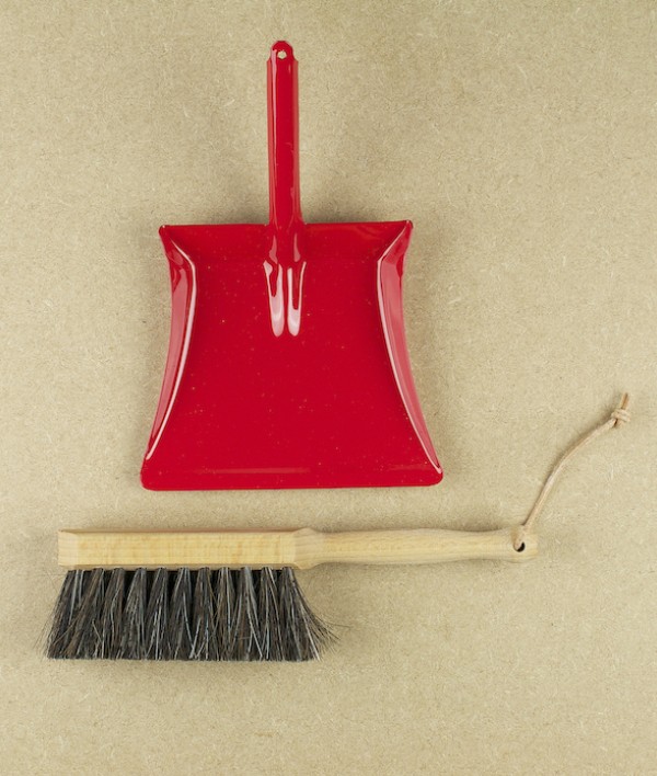 Child's painted steel dustpan & brush
