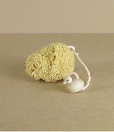 Sustainably sourced baby bath sponge + duck
