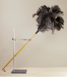Ostrich feather duster, turned handle, 120cm