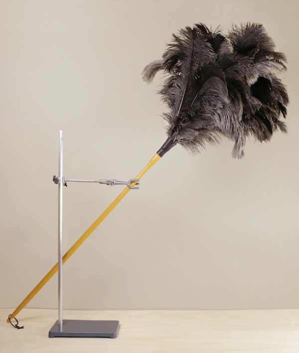 Ostrich feather duster, turned handle, 120cm