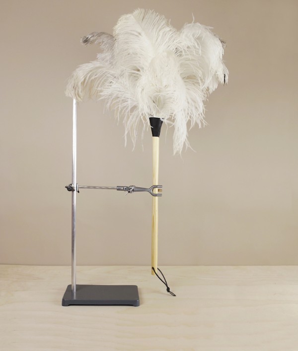 Ostrich feather duster, whitewood & white feathers