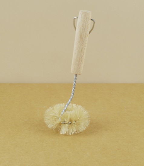 Twisted wire and natural bristle sink brush