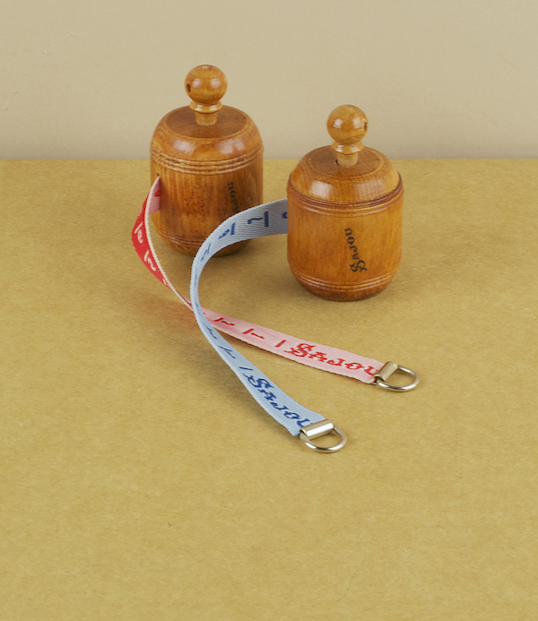 Wooden tape measure, blue