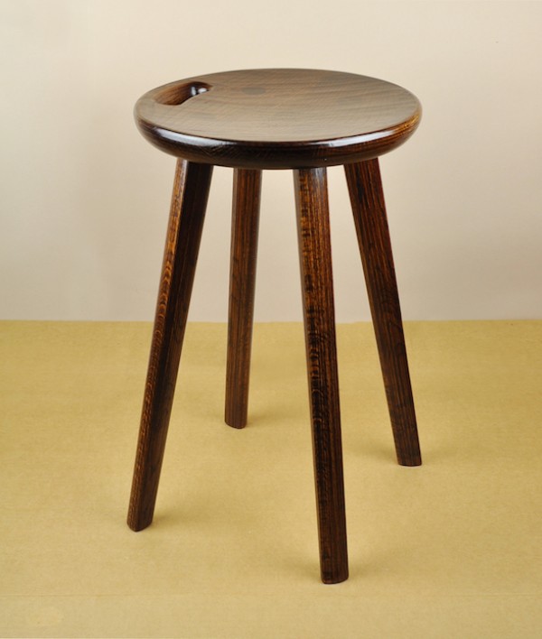 Ibazen Urushi lacquered Japanese oak stool