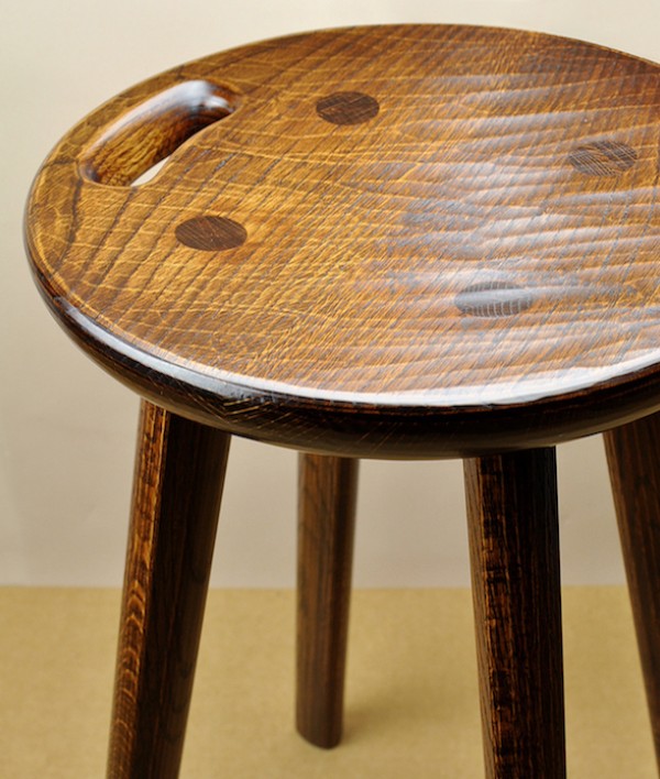 Ibazen Urushi lacquered Japanese oak stool