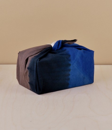 Furoshiki, large, mud (grey/brown) x indigo