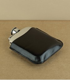 Leather Cover for 6oz Pewter Hip Flask, Black