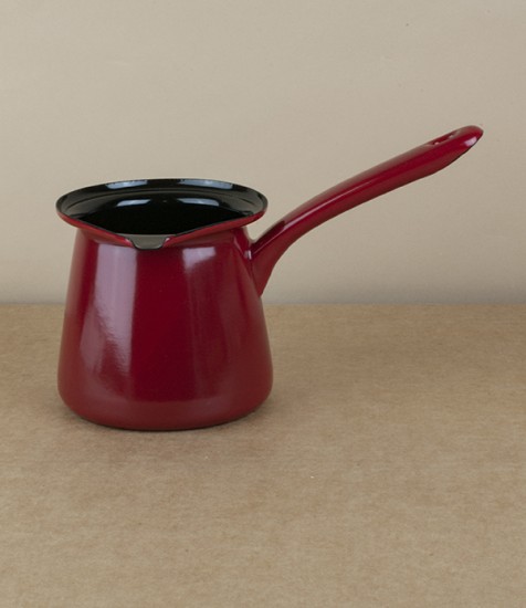 Austrian Enamel Coffee Boiler, Red & Black 