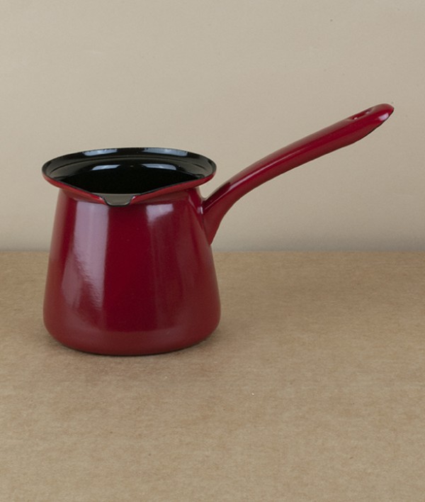 Austrian Enamel Coffee Boiler, Red & Black 
