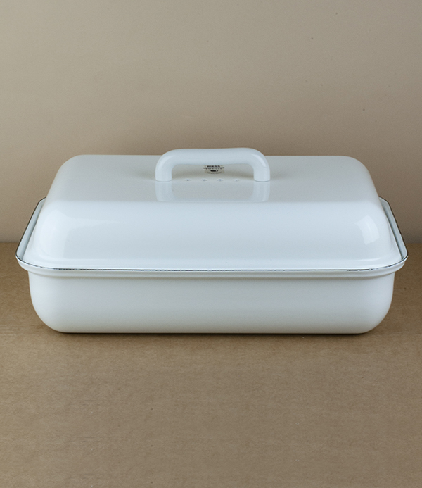 Austrian enamelled steel bread bin