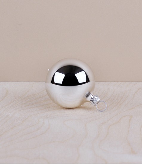 Mouth-Blown Glass Baubles with Hanging Loop, Silver, 5cm, Set of 5