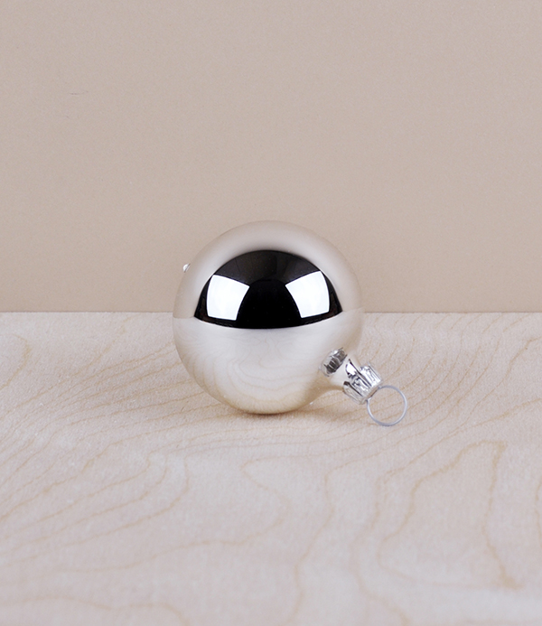 Mouth-Blown Glass Baubles with Hanging Loop, Silver, 5cm, Set of 5