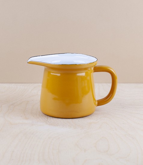 Turkish enamel milk jug, yellow