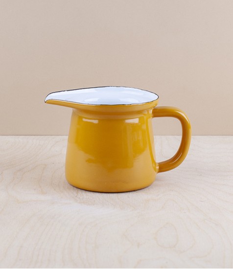 Turkish enamel milk jug, yellow