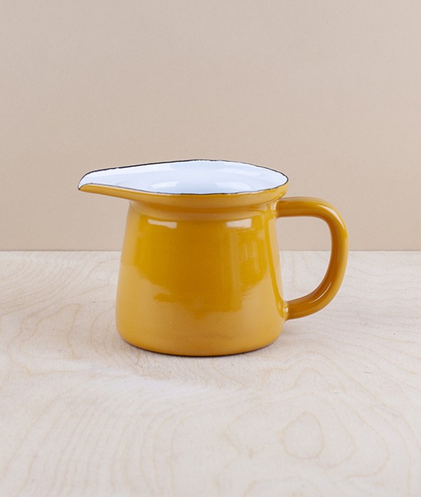 Turkish enamel milk jug, yellow