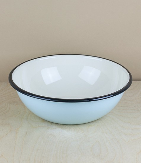 Ukrainian enamel bowl, 24cm, light blue