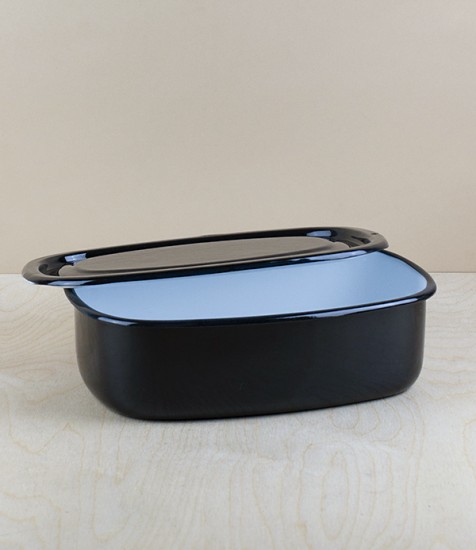 Ukrainian enamel storage box, large, black
