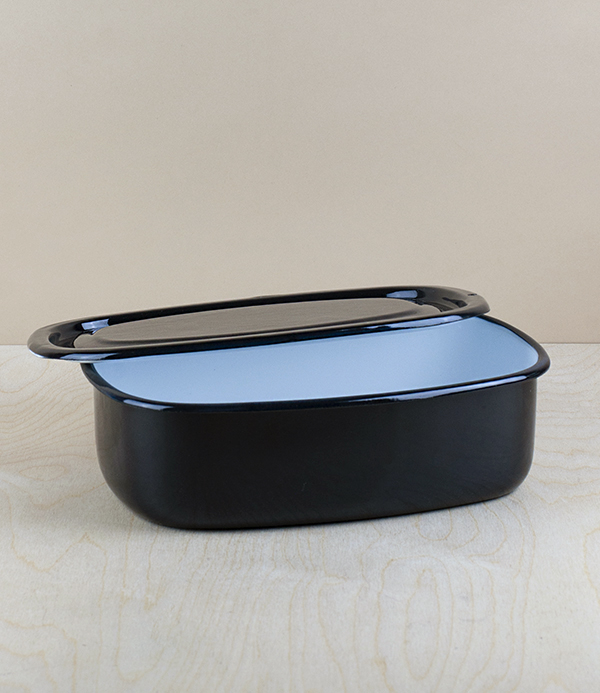 Ukrainian enamel storage box, large, black