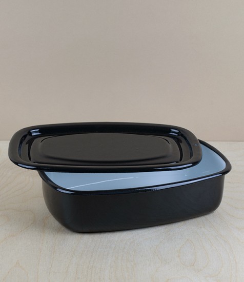 Ukrainian enamel storage box, small, black