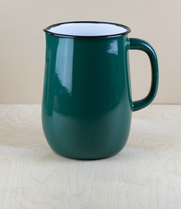Ukrainian Enamel Water Jug, Dark Green