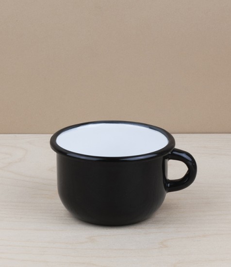 Ukrainian enamel low mug, 0.25l, black