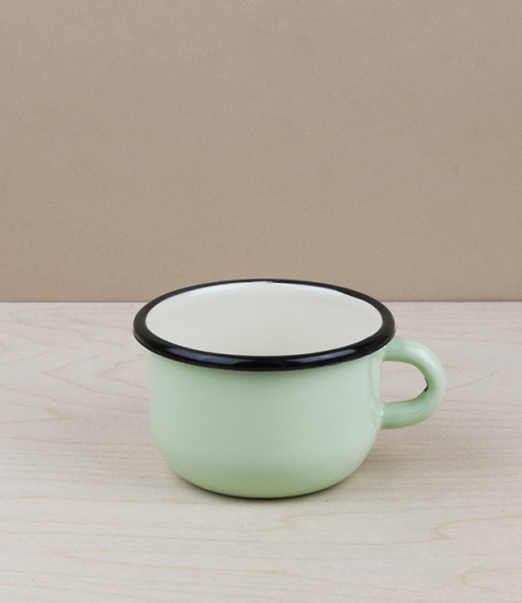 Ukrainian enamel low mug, 0.25l, pistachio