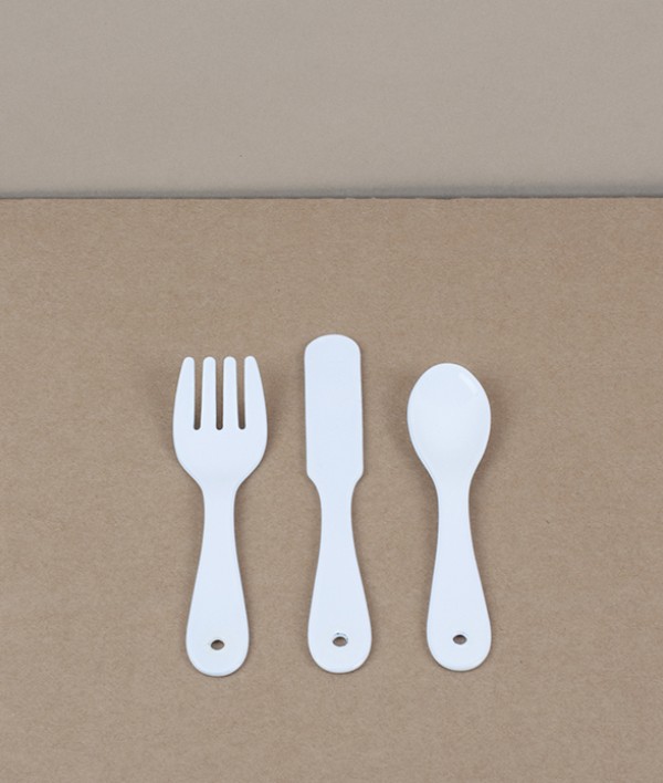 Japanese enamel baby cutlery set