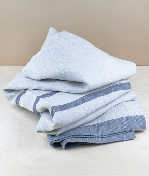 Finnish Linen Table Cloth Natural, Grey Stripe