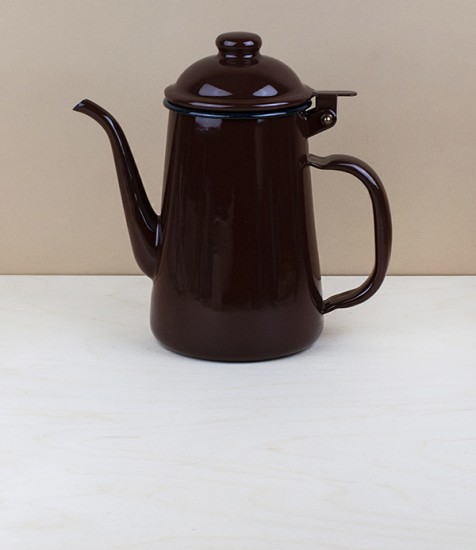 Japanese enamel coffee pot, brown