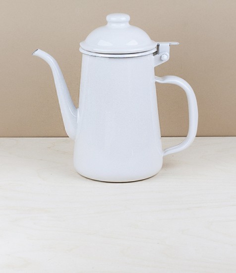 Japanese enamel coffee pot, white