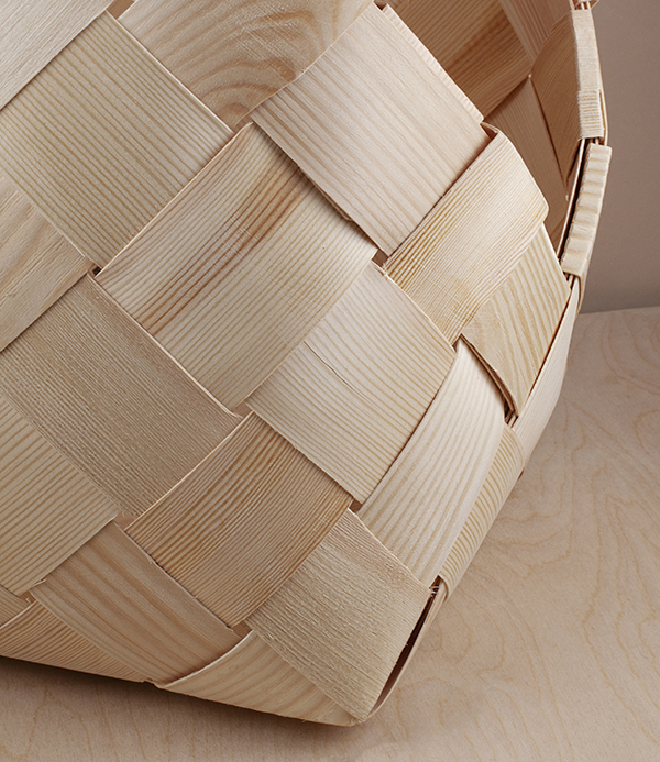 Finnish woven birch log basket
