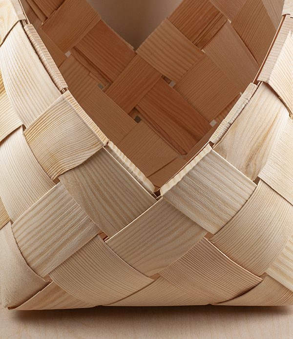 Finnish woven birch log basket