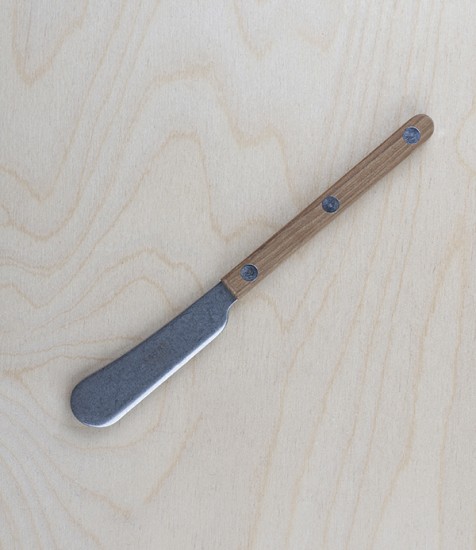 French teak handled butter spreader, 14cm