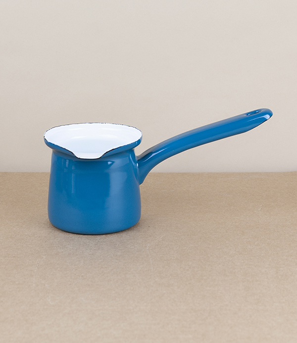 Turkish enamel mokka pot, turquoise