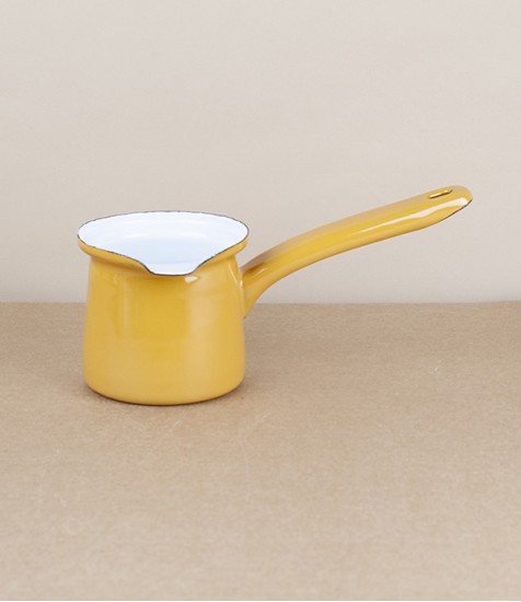Turkish enamel mokka pot, yellow
