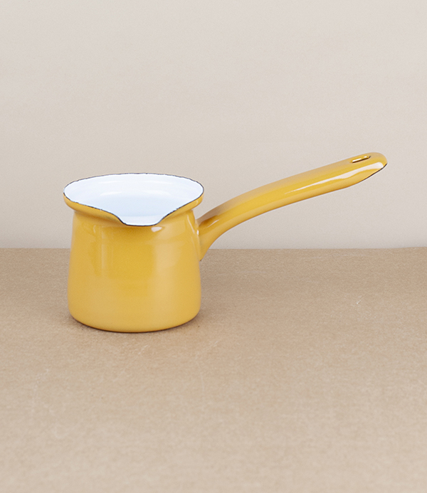 Turkish enamel mokka pot, yellow