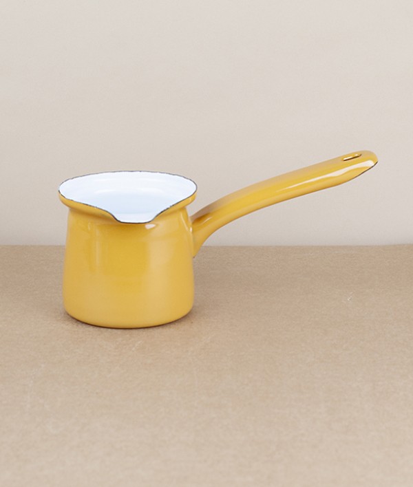 Turkish enamel mokka pot, yellow