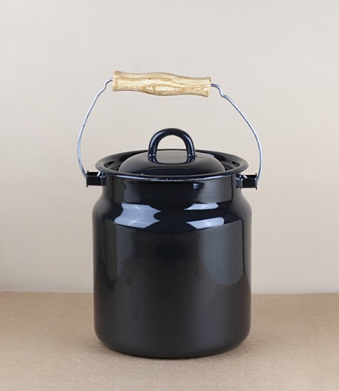 Ukrainian enamel milk can, black