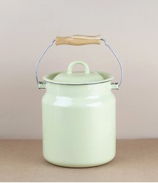 Ukrainian enamel milk can, pistachio
